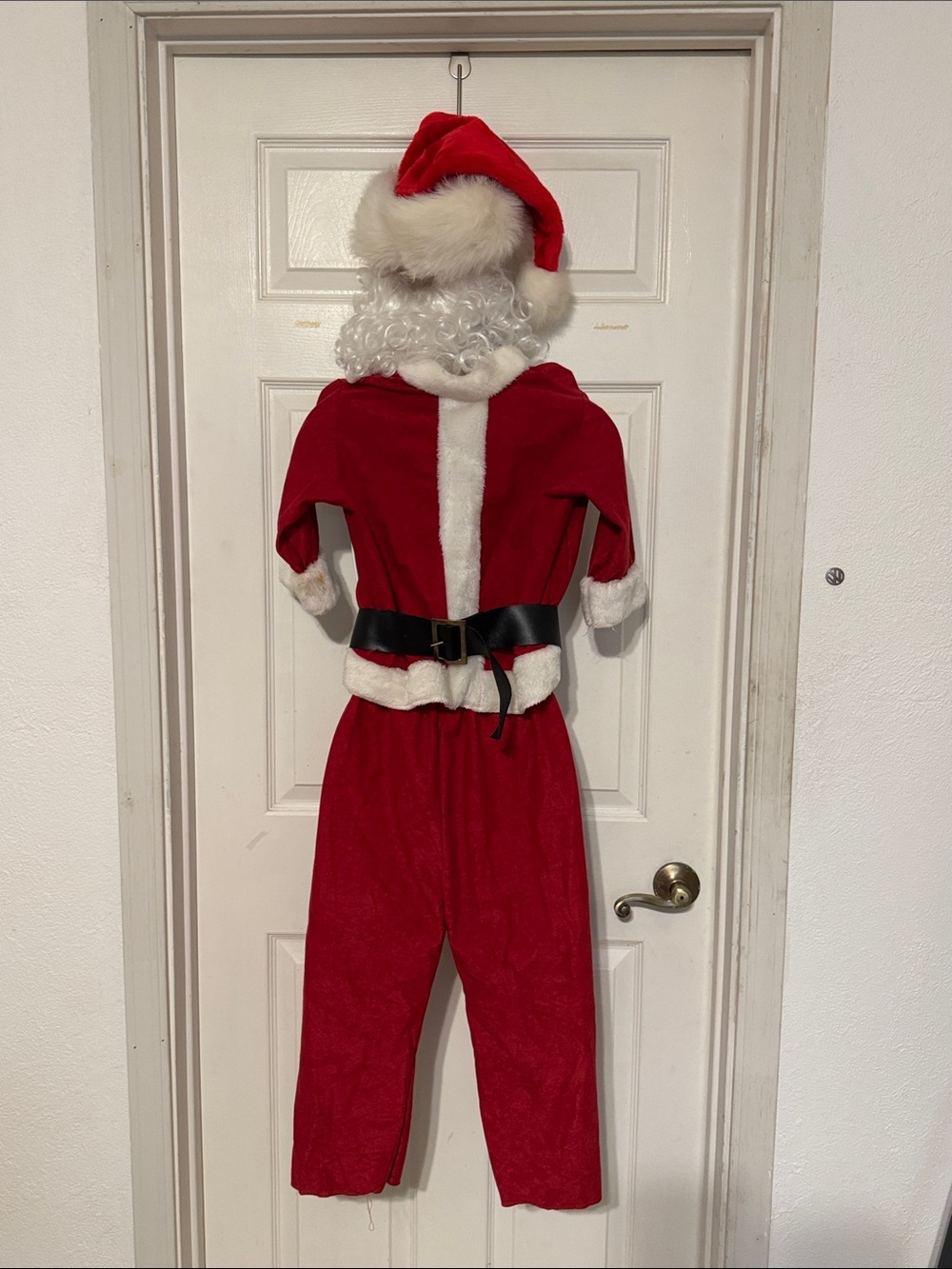 Kids size 4-6 Red Santa Costume with Hat and Belt